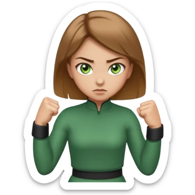 girl with green eyes and brown light hair fighthing sticker