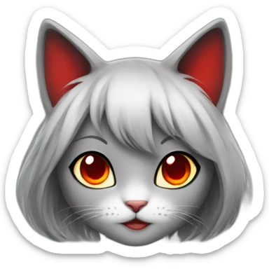 cat girl with red eyes love sticker