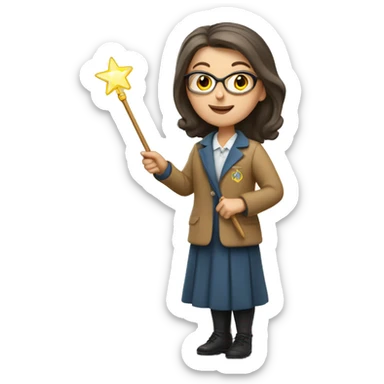 A Ukrainian female teacher holds a magic wand in her hand sticker