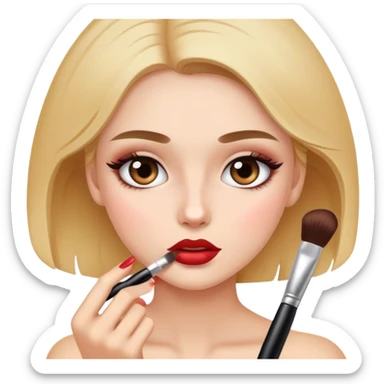 A girl putting on makeup  sticker