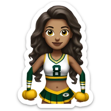 nfl glamourous cheerleader, brunette hair, Green Bay packer  sticker