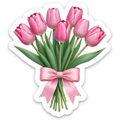 pastel pink tulip bouquet with a high quality bow sticker