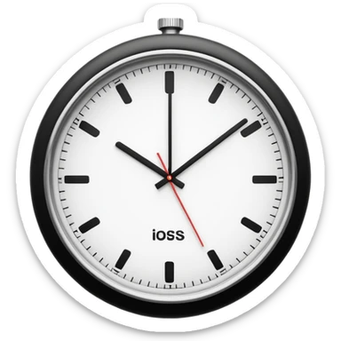 necesito un reloj, ilustrado minimalista, a blancoy negro, con linea delgada , como un icono sticker