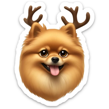 Tan Pomeranian with antlers  sticker