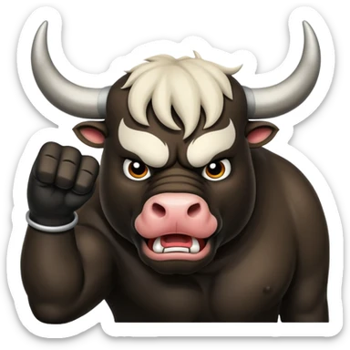 Angry bull emoji showing thumb down (DisLikes) sticker