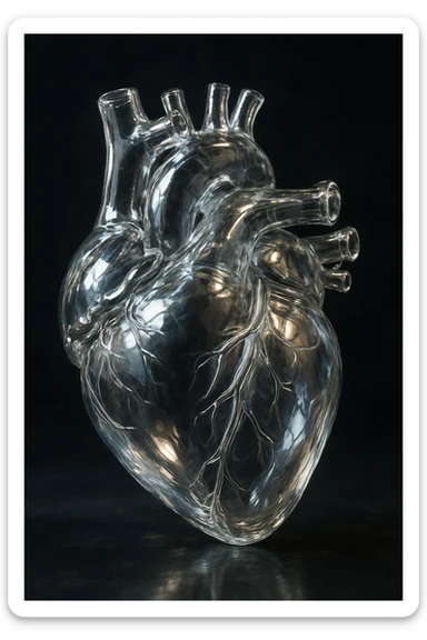 heart with a glass effect, realistic digital art style sticker