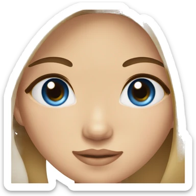 tan asian girl with dark long hair and blue eyes and birthmark below her right eye sticker