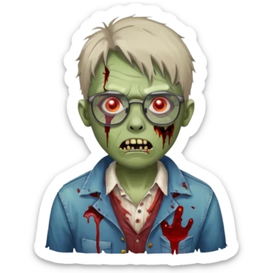 zombie wtih glasses  sticker
