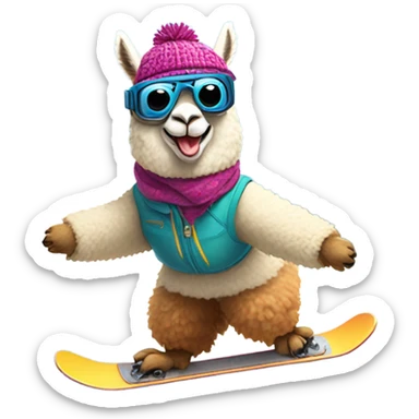 Alpaca snowboarding  sticker