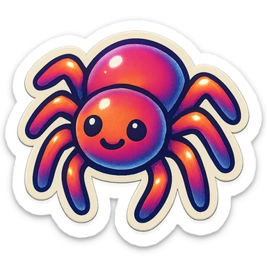 cute spider, retro stickers style, nostalgic and fun sticker