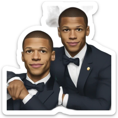 Mbappé and Macron in style of sorolla sticker