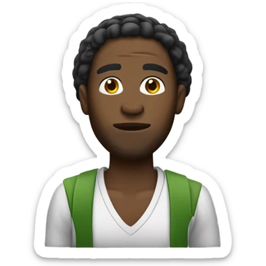 Jamaican guy with the text “biggiedoo” written on his head  sticker