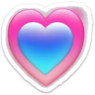 Gradient pink and blue heat with letters “RH” inside the heart sticker