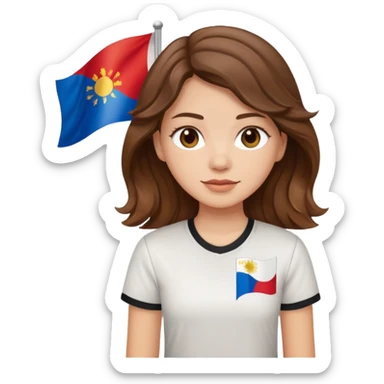 alternative white girl wavy brown hair girl filipino flag sticker