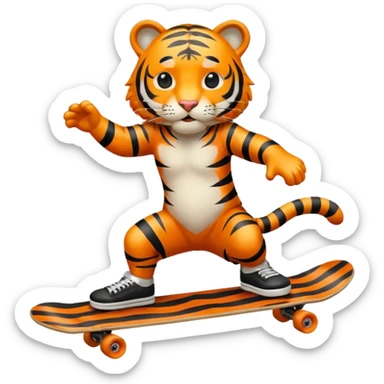 Tiger skateboarding  sticker