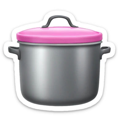 Realistic pink and gray camping cooking pot isolated.  sticker