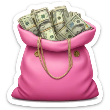 Pink bag full of money sticker