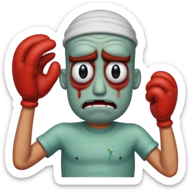 Squidward getting beat up by me Krabs  sticker