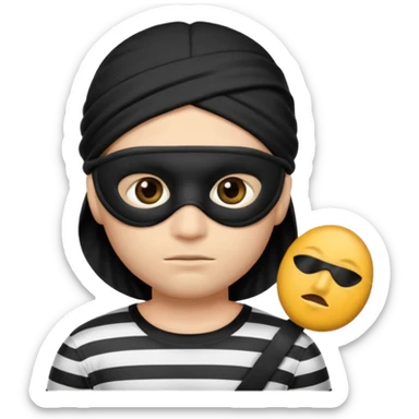 A 3 theif robber emoji,Stripped shirt,eye mask, black head. sticker