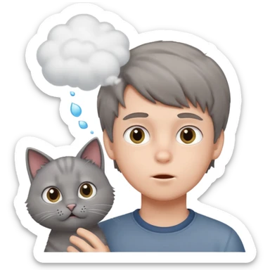 a boy blow hair for a cat sticker