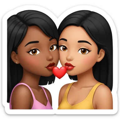 Ebony Girl kissing a ebony girl sticker