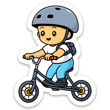 Kid riding bike sticker