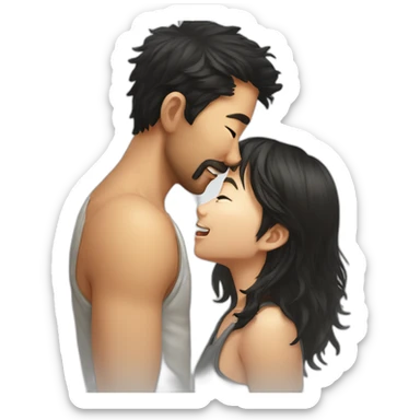 scruffy-boy-and-asian-gilr-kissing sticker