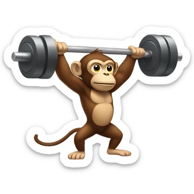 Monkey lifting weights  sticker