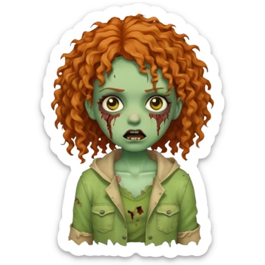 Girl zombie with ginger curly hair  sticker