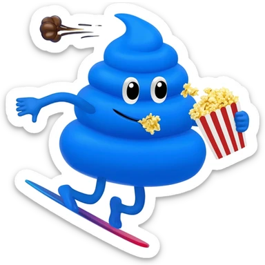 ocean poopoo fart eating cakr and popcorn and surfing on a poop a blkue poop sticker