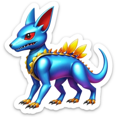  exotic colorful Protogen-Fakémon-Pokémon-Spectrobes-Digimon-Vernid-creature (full body) sticker