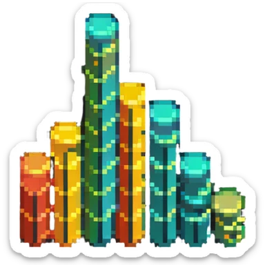 investment symbol, coin stack or rising graph sticker