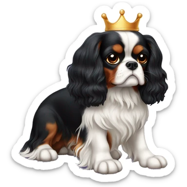 Cavalier King Charles Spaniel tricolor black with crown sticker