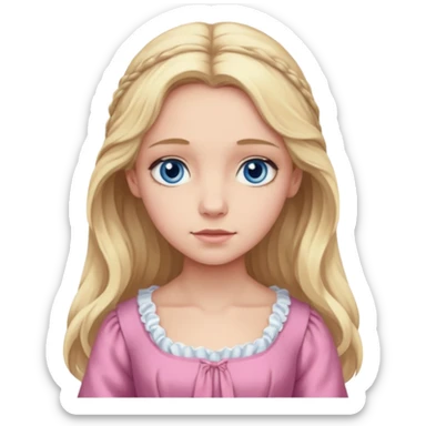 Fantine From Les Miserables with light skin, blue eyes, Blonde long Hair, pink outfit sticker