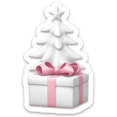 Light pink Christmas gifts under a white Christmas tree  sticker