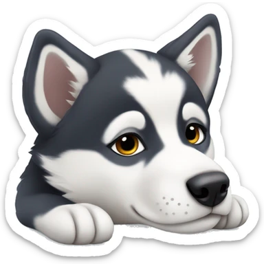 Husky puppy laying sticker