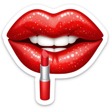 glittery red lipstick kiss mark sticker