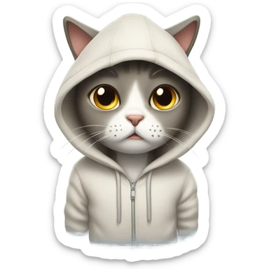 cat crying with a hoodie on  sticker