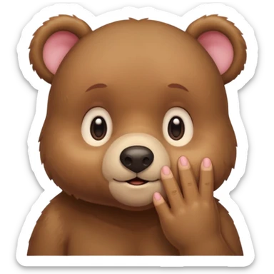 Full Beary is blushing deeply, looking away, fingers touching, bashful smile, soft pastel background sticker