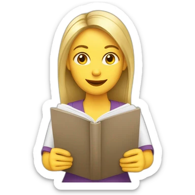 mujer rubia con cuaderno de inglés sticker
