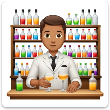 bartender mixing drinks, club backgroudn with bottles sticker