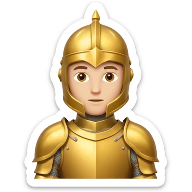 a knight in gold armor sticker