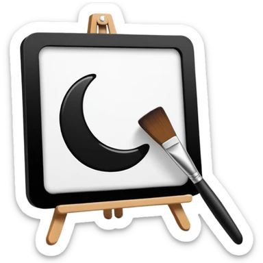 Visualize on-brand content — instantly. black white pallete preferred. brush painting on a canvas. app icon. modern, sleek, minimalistic. ai generated. sticker