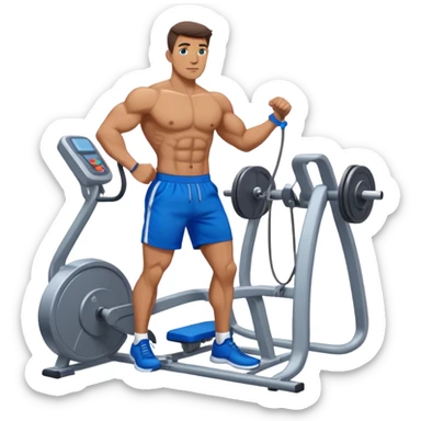 standing fit man with blue shorts cable-machine-exercise sticker
