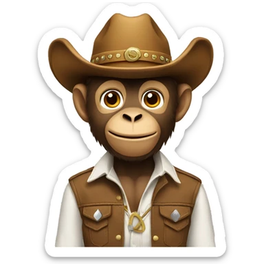 a monkey wearing a cowboy outfit  sticker