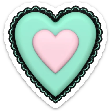 pastel goth heart with mint green coffin sticker
