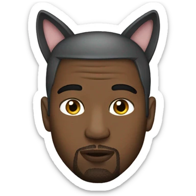 kanye west wearing cat ears sticker