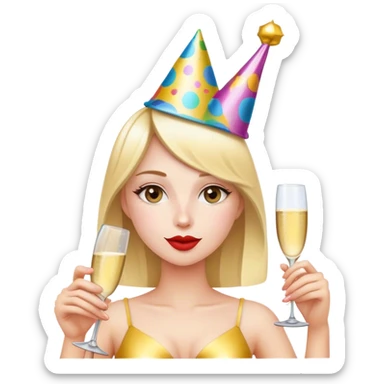 Girl with champagne sticker