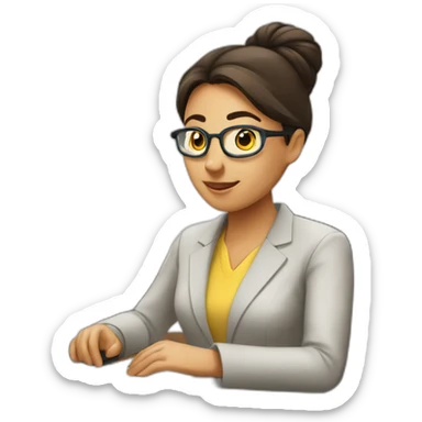 Mujer trabajando en una oficina sticker