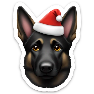 Black German shepherd wearing a Santa hat  sticker